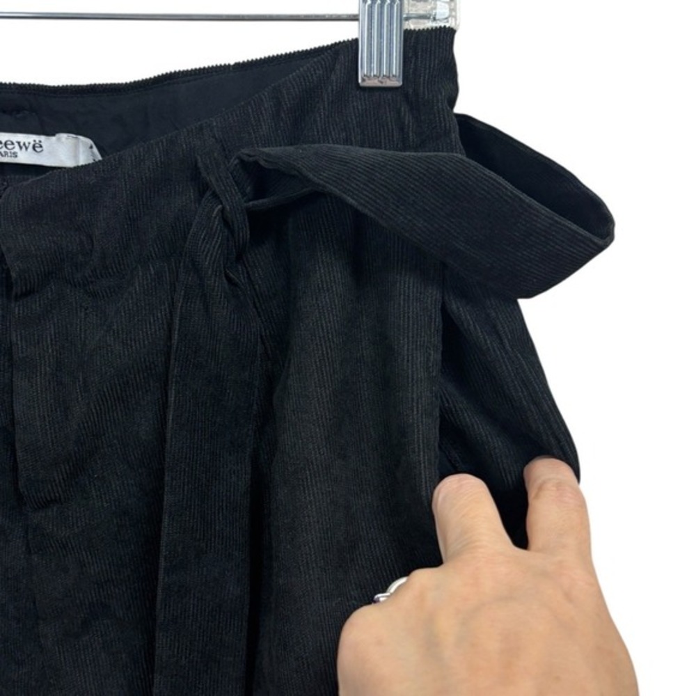 Sweewe Paris Black Corduroy Pants Womens Sz M Wide Leg Tie Waist Soft Retro Y2K - Picture 5 of 7